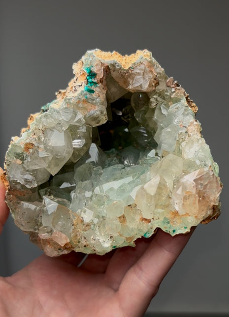 Green Dioptase Quartz Geode