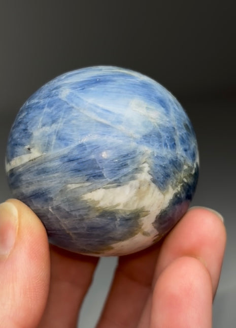 Blue Kyanite in Quartz Sphere