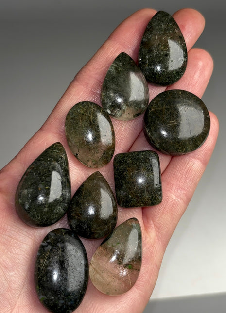 Rare π Rutile Green Chlorite Quartz Lot - From Himachal Pradesh, 9 pieces !