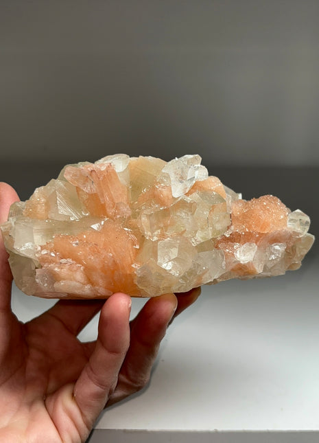 Sugary Pink Stilbite with Green Apophyllite