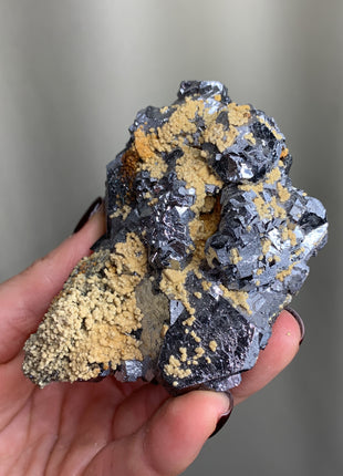 Lustrous Galena with Calcite, Boulangerite - From Trepca Mine, Kosovo
