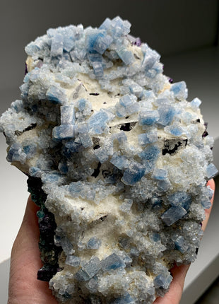 Rare ! Blue Celestine with Fluorite from Okorusu, Namibia *