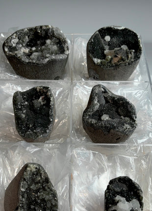 6 Piece Lot ! Druzy Black Chalcedony Geodes