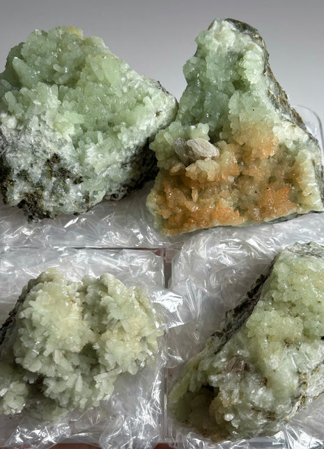 4 Pieces ! Druzy Apple Green Prehnite Lot - big size