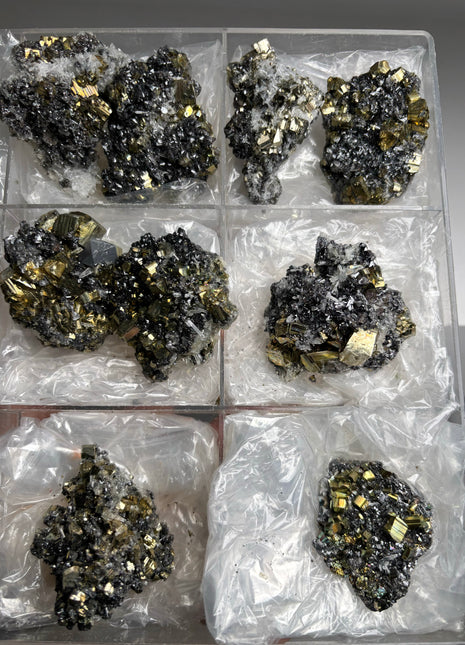 9 Pieces ! Pyrite with Sphalerite and Quartz Lot