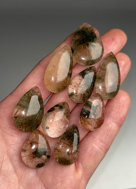 Rare π Rutile Green Chlorite Quartz Lot - From Himachal Pradesh, 9 pieces !
