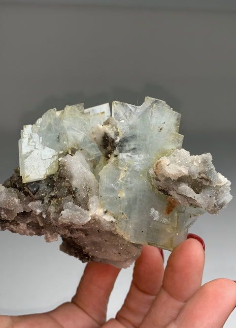 Blue Barite with Druzy Quartz