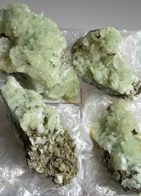 4 Pieces ! Druzy Apple Green Prehnite Lot - big size