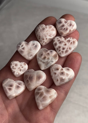 Pink Larimar Hearts - 10 Piece Lot !