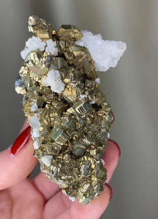 Lustrous Pyrite with Calcite - Trepca mine