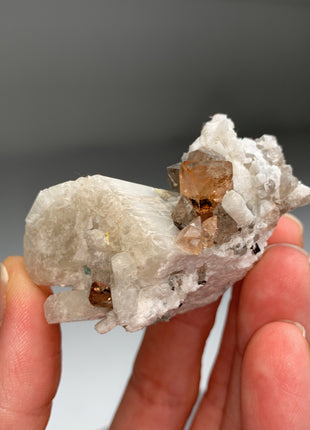 New Arrival ! Champagne Topaz with Feldspar and Green Fluorite