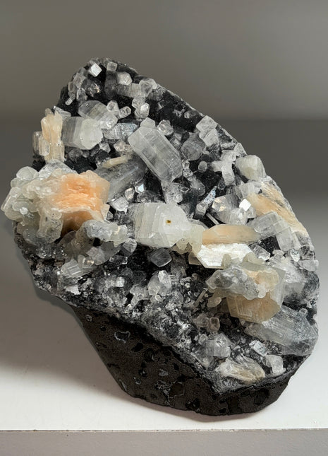 Black Chalcedony with Apophyllite and Stilbite