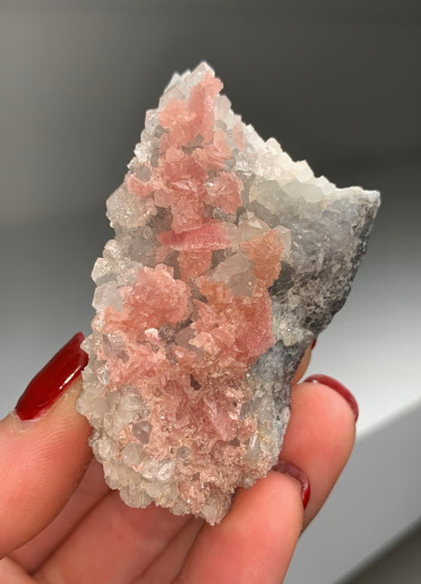 Pink Rhodocrosite Flowers with Quartz
