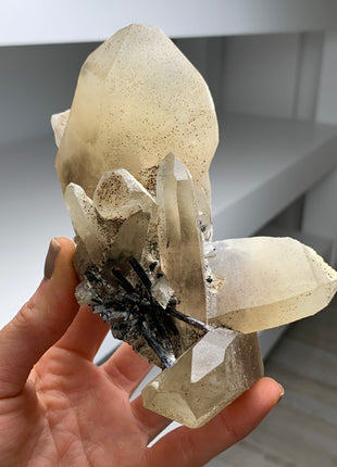 Smoky Citrine with Black Tourmaline - From Namibia