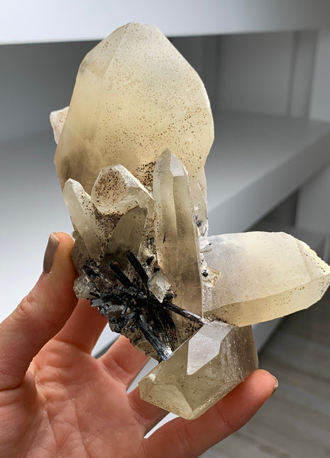 Smoky Citrine with Black Tourmaline - From Namibia