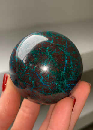 Bright Blue Chrysocolla with Red Cuprite and Green Malachite 58 mm Sphere