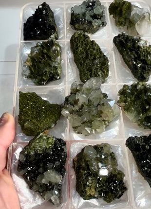12 Pieces ! High Grade Green Epidote with Quartz Lot