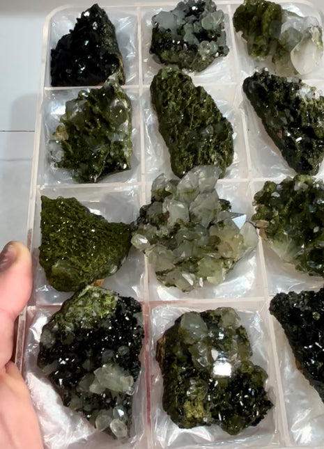 12 Pieces ! High Grade Green Epidote with Quartz Lot