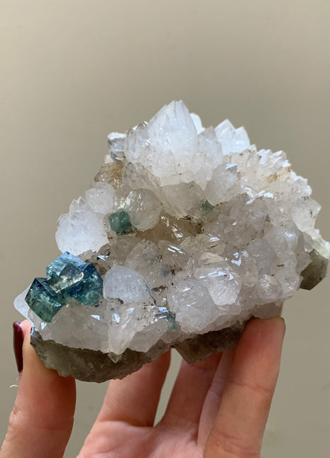 Quartz with Blue Green Color Change Fluorite - From Diana Maria mine, England