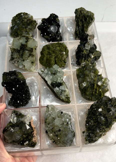 12 Pieces ! High Grade Green Epidote with Quartz Lot
