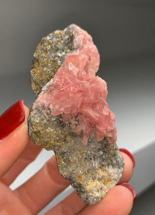 Pink Rhodocrosite Flowers with Quartz