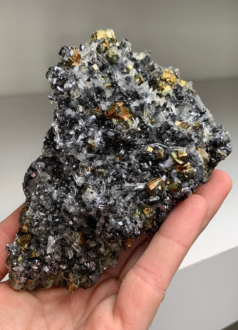 Rainbow Pyrite with Quartz and Sphalerite - Borieva mine, Rhodope Mtns