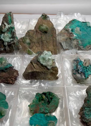 10 Pieces ! Rare Green Barite with Malachite and Chrysocolla Lot