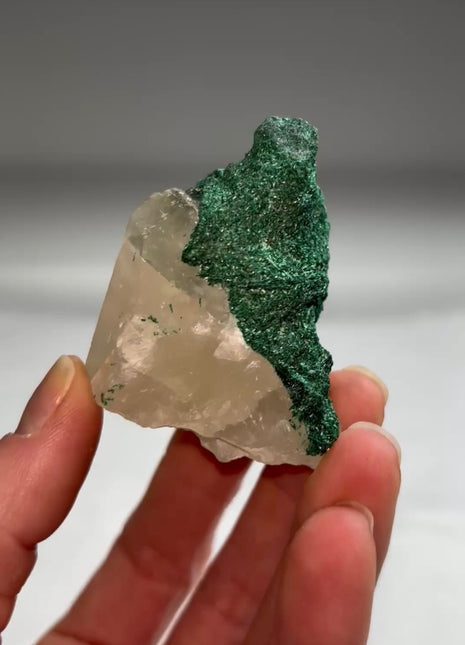 Calcite with Velvety Malachite from Congo