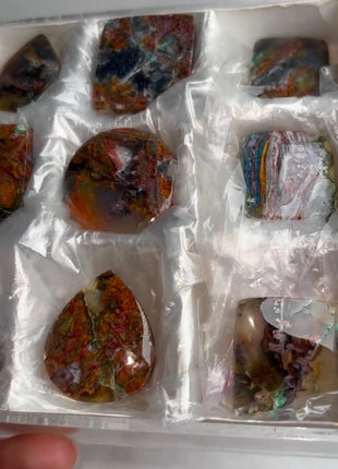 9 Pieces ! Blue Chrysocolla and Copper Ore in Chalcedony Lot