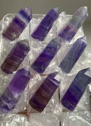 9 Pieces ! Blue Green Purple Fluorite Towers Lot