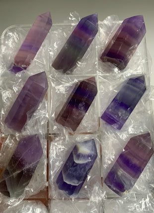 9 Pieces ! Blue Green Purple Fluorite Towers Lot
