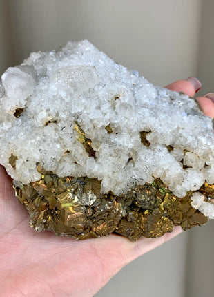 Snowy Calcite with Iridescent Pyrite - From Trepca Mine, Kosovo Special Price 💥
