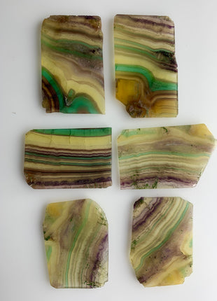 6 Pieces ! Colorful Rainbow Fluorite Slabs