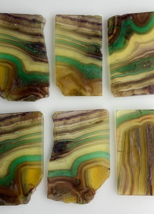 6 Pieces ! Colorful Rainbow Fluorite Slabs
