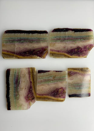 5 Pieces ! Colorful Rainbow Fluorite Slabs