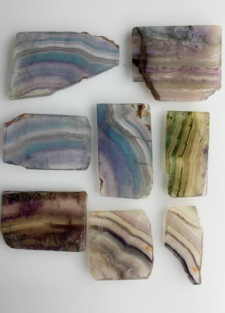 8 Pieces ! Fantastic Rainbow Fluorite Slabs Special Price 💥