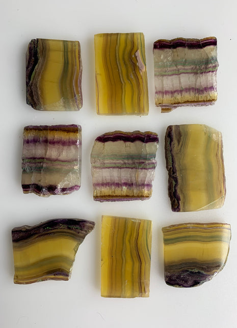 9 Pieces ! Colorful Rainbow Fluorite Slabs