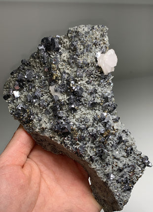 Galena With Quartz, Pyrite and Manganocalcite Specimen - From Rhodope Mountains, Bulgaria