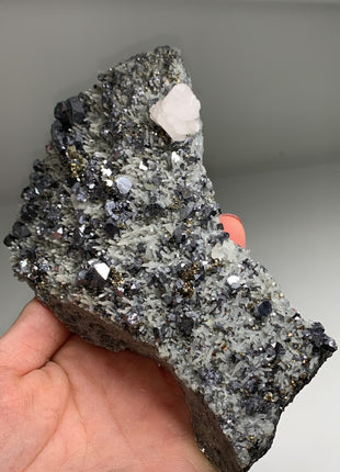 Galena With Quartz, Pyrite and Manganocalcite Specimen - From Rhodope Mountains, Bulgaria