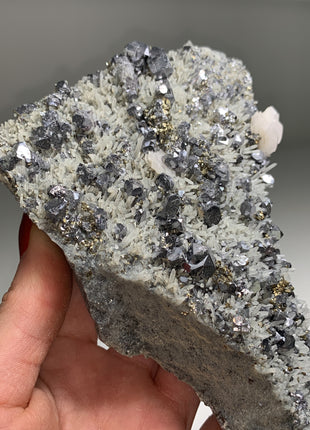 Galena With Quartz, Pyrite and Manganocalcite Specimen - From Rhodope Mountains, Bulgaria