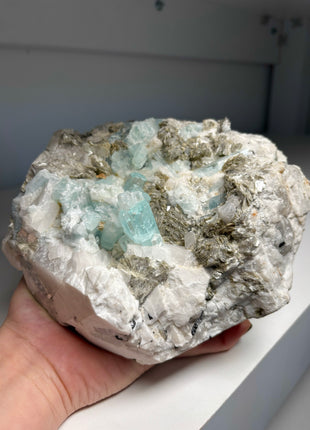 Huge ! Blue Aquamarine with Muscovite Specimen