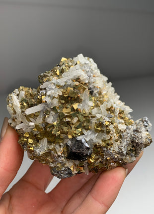 Bright Yellow Pyrite with Quartz and Sphalerite- From Trepca mine