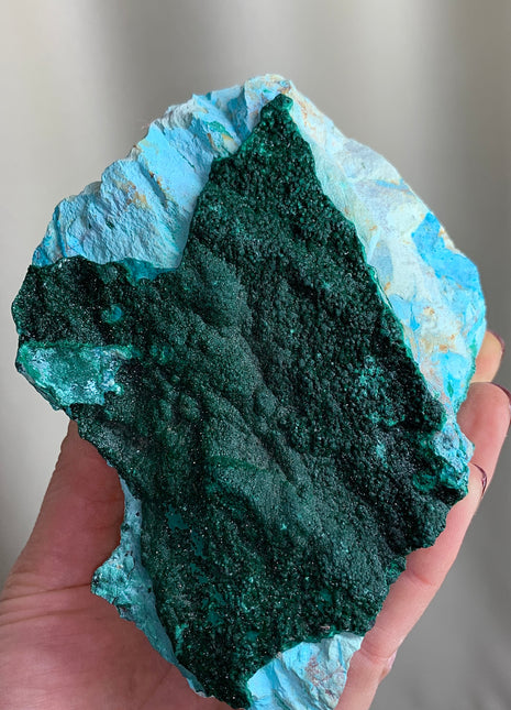 Lustrous Green Malachite with Bright Blue Chrysocolla - From DRC