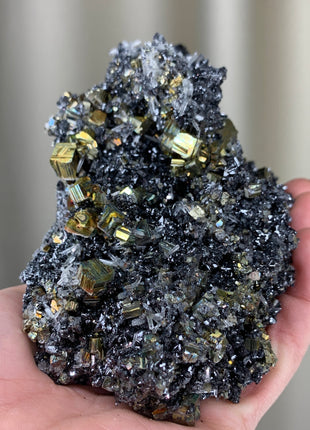 Very Lustrous ! Pyrite with Sphalerite and Quartz - Borieva mine, Rhodope Mtns