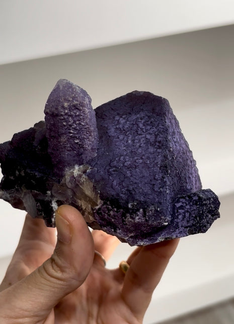Charoite Color Octahedral Fluorite with Quartz