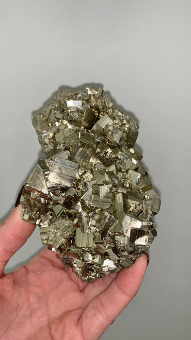 Cubic Pyrite Crystals Cluster - 0.66 kgs ! From Huanzala, Peru