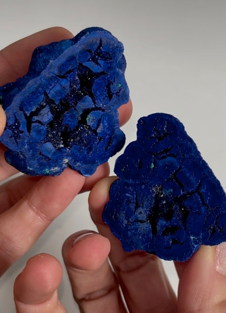 Blue Azurite Geode Pair