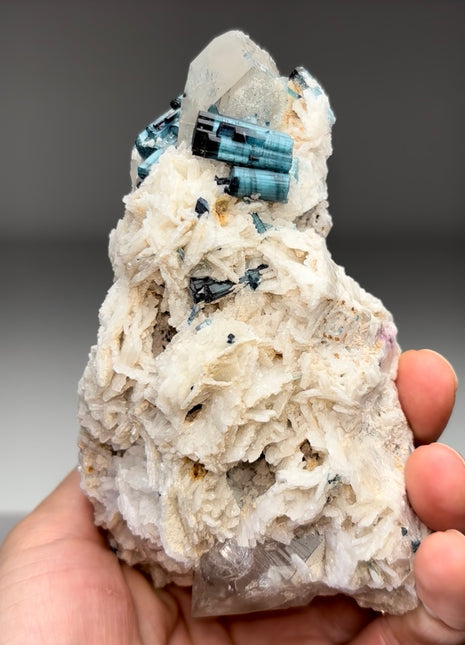 Blue Indicolite Tourmaline with Quartz and Albite