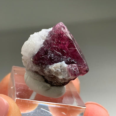 Hot Pink Red Spinel with White Calcite - From Mahenge, Tanzania
