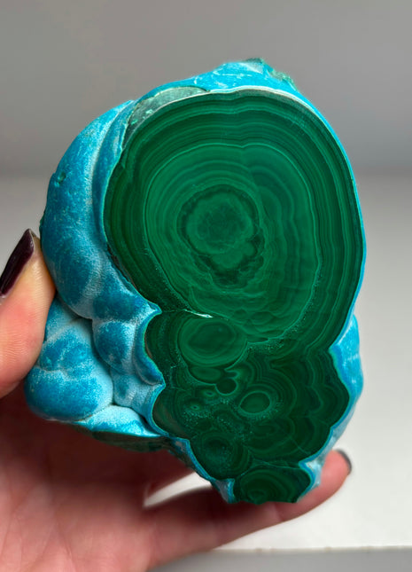 Blue Chrysocolla with Green Malachite Stalactite